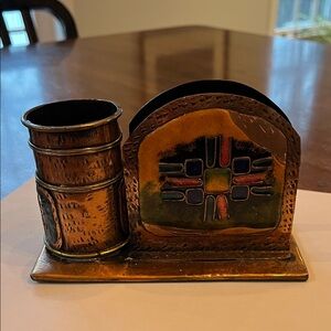 Vintage enamel desk organizer